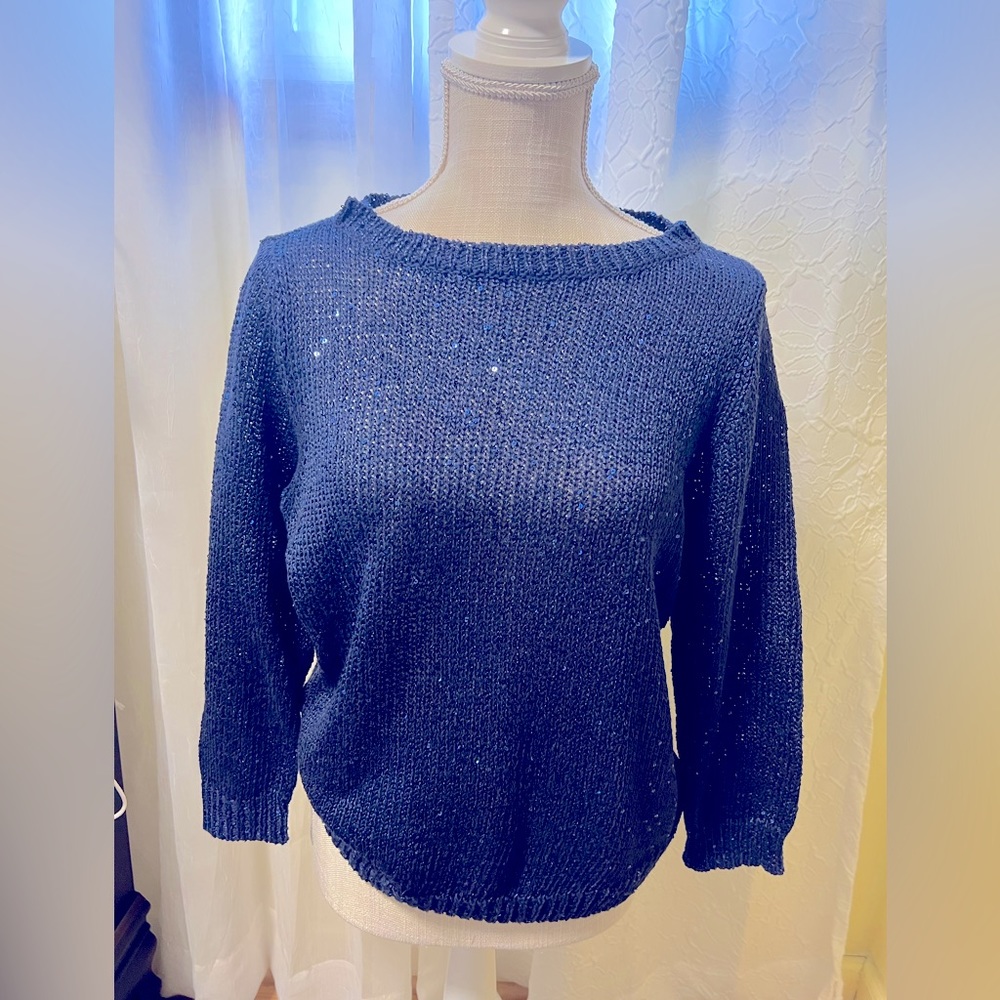 Sequins sparkling off this CHAPS Woman’s Petite XL Sweater.
